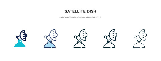 Wall Mural - satellite dish icon in different style vector illustration. two colored and black satellite dish vector icons designed in filled, outline, line and stroke style can be used for web, mobile, ui