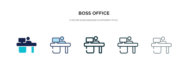 Wall Mural - boss office icon in different style vector illustration. two colored and black boss office vector icons designed in filled, outline, line and stroke style can be used for web, mobile, ui