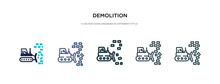 Demolition Icon In Different Style Vector Illustration. Two Colored And Black Demolition Vector Icons Designed In Filled, Outline, Line And Stroke Style Can Be Used For Web, Mobile, Ui