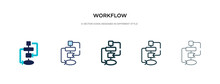Workflow Icon In Different Style Vector Illustration. Two Colored And Black Workflow Vector Icons Designed In Filled, Outline, Line And Stroke Style Can Be Used For Web, Mobile, Ui