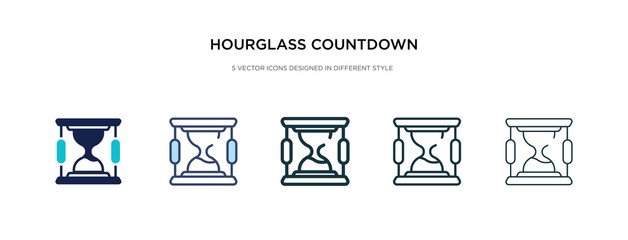 hourglass countdown icon in different style vector illustration. two colored and black hourglass countdown vector icons designed in filled, outline, line and stroke style can be used for web,