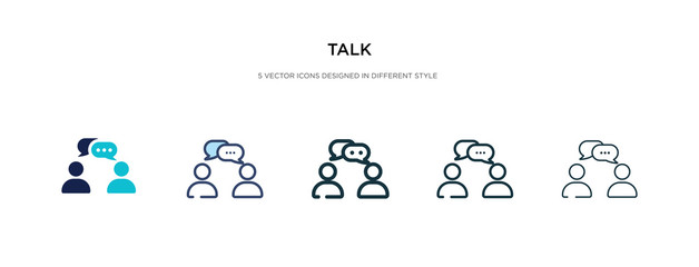 talk icon in different style vector illustration. two colored and black talk vector icons designed i