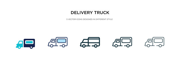 Wall Mural - delivery truck icon in different style vector illustration. two colored and black delivery truck vector icons designed in filled, outline, line and stroke style can be used for web, mobile, ui