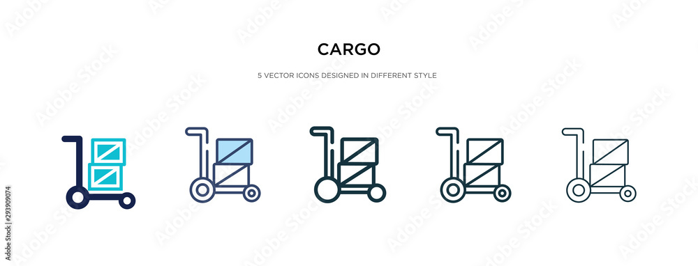 cargo icon in different style vector illustration. two colored and ...