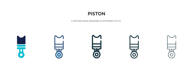 piston icon in different style vector illustration. two colored and black piston vector icons designed in filled, outline, line and stroke style can be used for web, mobile, ui