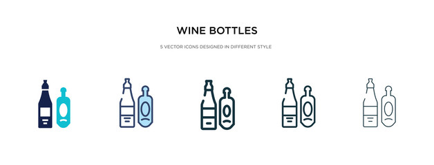 Wall Mural - wine bottles icon in different style vector illustration. two colored and black wine bottles vector icons designed in filled, outline, line and stroke style can be used for web, mobile, ui