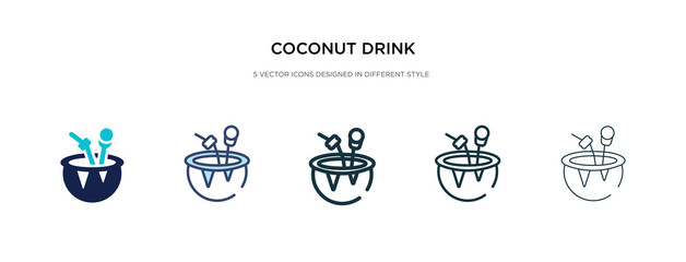 Wall Mural - coconut drink icon in different style vector illustration. two colored and black coconut drink vector icons designed in filled, outline, line and stroke style can be used for web, mobile, ui