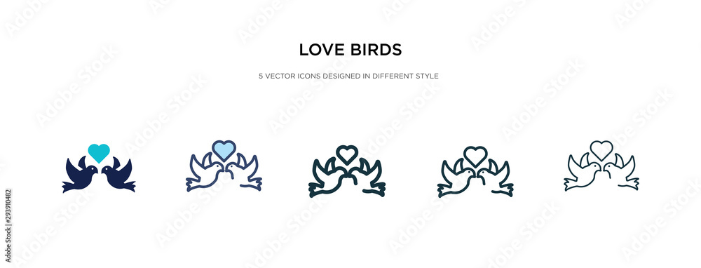 love birds icon in different style vector illustration. two colored and ...