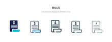 Bills Icon In Different Style Vector Illustration. Two Colored And Black Bills Vector Icons Designed In Filled, Outline, Line And Stroke Style Can Be Used For Web, Mobile, Ui
