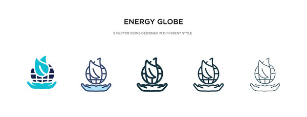 Wall Mural - energy globe icon in different style vector illustration. two colored and black energy globe vector icons designed in filled, outline, line and stroke style can be used for web, mobile, ui