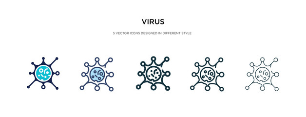 Wall Mural - virus icon in different style vector illustration. two colored and black virus vector icons designed in filled, outline, line and stroke style can be used for web, mobile, ui