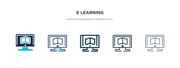 Wall Mural - e learning icon in different style vector illustration. two colored and black e learning vector icons designed in filled, outline, line and stroke style can be used for web, mobile, ui