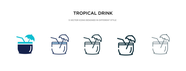 tropical drink icon in different style vector illustration. two colored and black tropical drink vector icons designed in filled, outline, line and stroke style can be used for web, mobile, ui