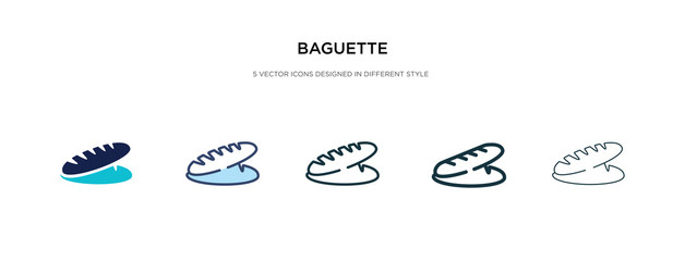 baguette icon in different style vector illustration. two colored and black baguette vector icons designed in filled, outline, line and stroke style can be used for web, mobile, ui