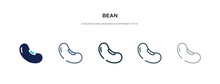 Bean Icon In Different Style Vector Illustration. Two Colored And Black Bean Vector Icons Designed In Filled, Outline, Line And Stroke Style Can Be Used For Web, Mobile, Ui