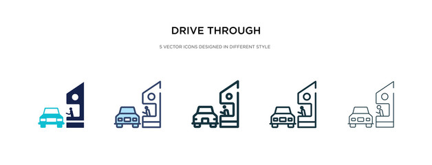 Wall Mural - drive through icon in different style vector illustration. two colored and black drive through vector icons designed in filled, outline, line and stroke style can be used for web, mobile, ui