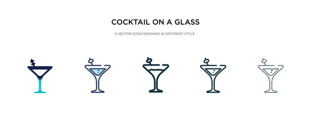 Wall Mural - cocktail on a glass icon in different style vector illustration. two colored and black cocktail on a glass vector icons designed in filled, outline, line and stroke style can be used for web,