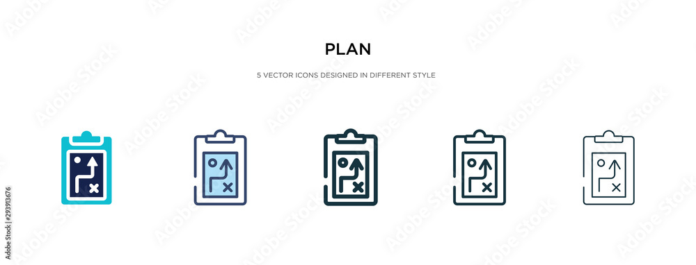plan icon in different style vector illustration. two colored and black plan vector icons designed in filled, outline, line and stroke style can be used for web, mobile, ui - obrazy, fototapety, plakaty 