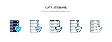 Data Storage Icon In Different Style Vector Illustration. Two Colored And Black Data Storage Vector Icons Designed In Filled, Outline, Line And Stroke Style Can Be Used For Web, Mobile, Ui