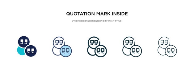 quotation mark inside a circle icon in different style vector illustration. two colored and black quotation mark inside a circle vector icons designed in filled, outline, line and stroke style can