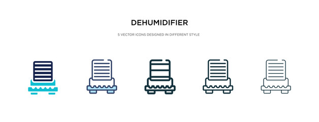 dehumidifier icon in different style vector illustration. two colored and black dehumidifier vector icons designed in filled, outline, line and stroke style can be used for web, mobile, ui