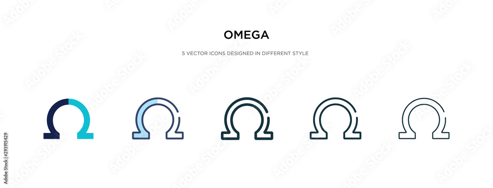 omega icon in different style vector illustration. two colored and black omega vector icons designed in filled, outline, line and stroke style can be used for web, mobile, ui - obrazy, fototapety, plakaty 