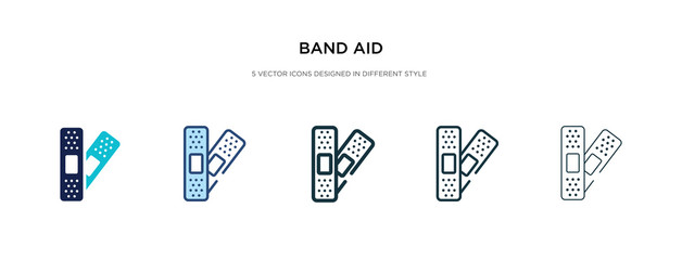 Wall Mural - band aid icon in different style vector illustration. two colored and black band aid vector icons designed in filled, outline, line and stroke style can be used for web, mobile, ui