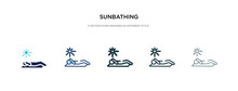Sunbathing Icon In Different Style Vector Illustration. Two Colored And Black Sunbathing Vector Icons Designed In Filled, Outline, Line And Stroke Style Can Be Used For Web, Mobile, Ui