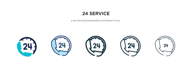 24 service icon in different style vector illustration. two colored and black 24 service vector icon