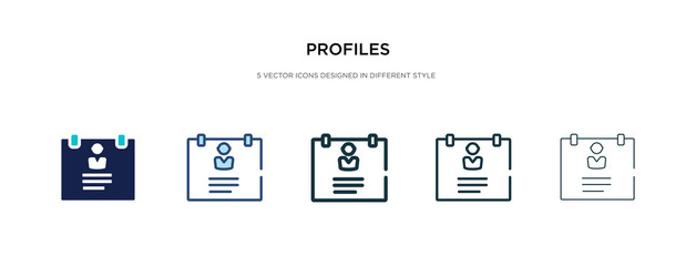 Wall Mural - profiles icon in different style vector illustration. two colored and black profiles vector icons designed in filled, outline, line and stroke style can be used for web, mobile, ui