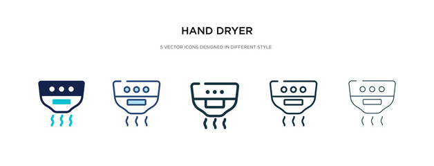 Wall Mural - hand dryer icon in different style vector illustration. two colored and black hand dryer vector icons designed in filled, outline, line and stroke style can be used for web, mobile, ui