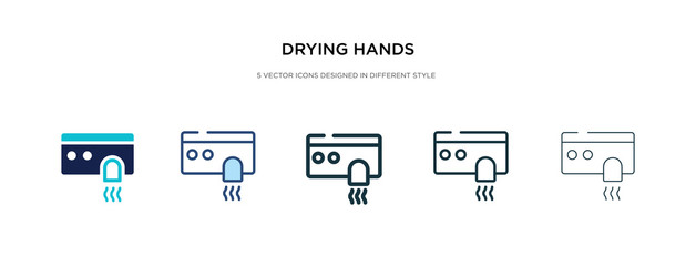 Wall Mural - drying hands icon in different style vector illustration. two colored and black drying hands vector icons designed in filled, outline, line and stroke style can be used for web, mobile, ui