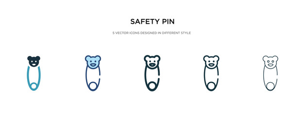 safety pin icon in different style vector illustration. two colored and black safety pin vector icons designed in filled, outline, line and stroke style can be used for web, mobile, ui