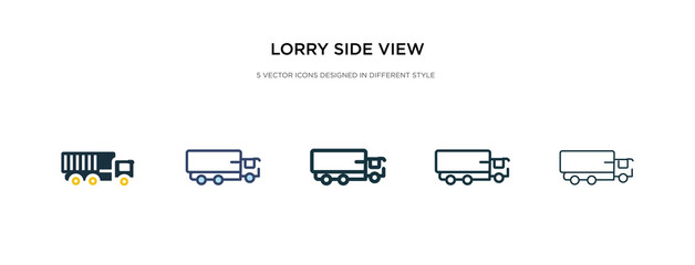 Wall Mural - lorry side view icon in different style vector illustration. two colored and black lorry side view vector icons designed in filled, outline, line and stroke style can be used for web, mobile, ui