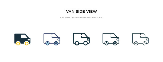 Wall Mural - van side view icon in different style vector illustration. two colored and black van side view vector icons designed in filled, outline, line and stroke style can be used for web, mobile, ui