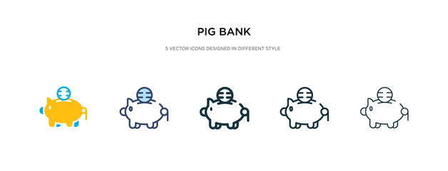 Sticker - pig bank icon in different style vector illustration. two colored and black pig bank vector icons designed in filled, outline, line and stroke style can be used for web, mobile, ui