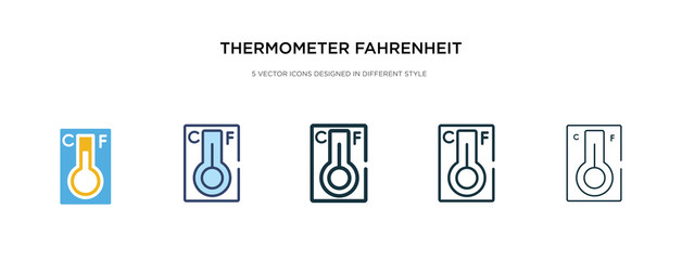 Wall Mural - thermometer fahrenheit and celsius icon in different style vector illustration. two colored and black thermometer fahrenheit and celsius vector icons designed in filled, outline, line stroke style