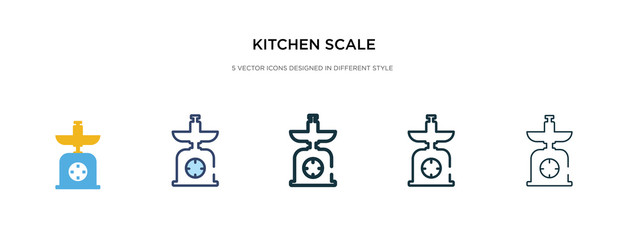 Wall Mural - kitchen scale icon in different style vector illustration. two colored and black kitchen scale vector icons designed in filled, outline, line and stroke style can be used for web, mobile, ui