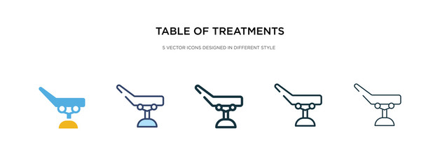 Wall Mural - table of treatments icon in different style vector illustration. two colored and black table of treatments vector icons designed in filled, outline, line and stroke style can be used for web,