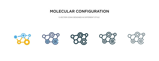Wall Mural - molecular configuration icon in different style vector illustration. two colored and black molecular configuration vector icons designed in filled, outline, line and stroke style can be used for