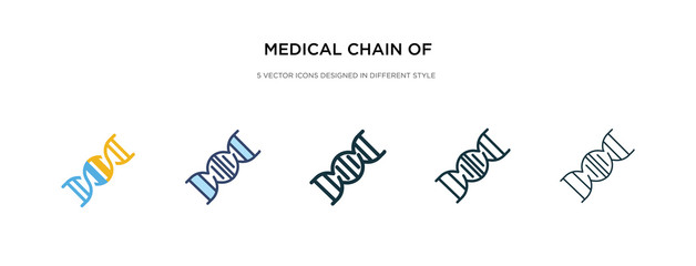 Sticker - medical chain of dna icon in different style vector illustration. two colored and black medical chain of dna vector icons designed in filled, outline, line and stroke style can be used for web,