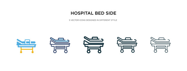 Wall Mural - hospital bed side view icon in different style vector illustration. two colored and black hospital bed side view vector icons designed in filled, outline, line and stroke style can be used for web,