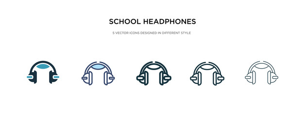 Wall Mural - school headphones icon in different style vector illustration. two colored and black school headphones vector icons designed in filled, outline, line and stroke style can be used for web, mobile, ui