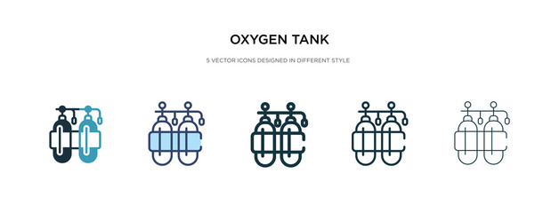 Wall Mural - oxygen tank icon in different style vector illustration. two colored and black oxygen tank vector icons designed in filled, outline, line and stroke style can be used for web, mobile, ui