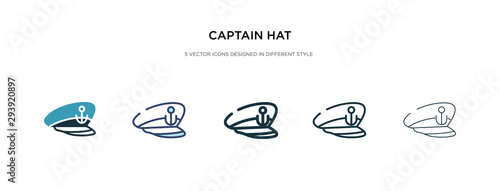 Fotografía captain hat icon in different style vector illustration