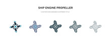 Ship Engine Propeller Icon In Different Style Vector Illustration. Two Colored And Black Ship Engine Propeller Vector Icons Designed In Filled, Outline, Line And Stroke Style Can Be Used For Web,