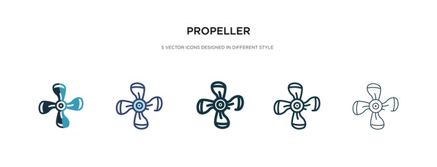 propeller icon in different style vector illustration. two colored and black propeller vector icons designed in filled, outline, line and stroke style can be used for web, mobile, ui