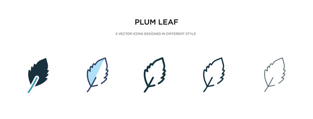 plum leaf icon in different style vector illustration. two colored and black plum leaf vector icons designed in filled, outline, line and stroke style can be used for web, mobile, ui