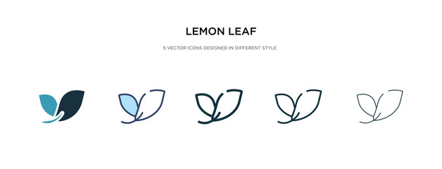 lemon leaf icon in different style vector illustration. two colored and black lemon leaf vector icons designed in filled, outline, line and stroke style can be used for web, mobile, ui