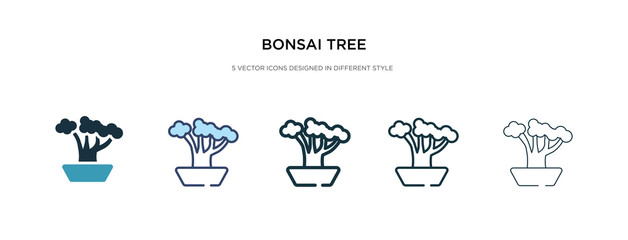 Wall Mural - bonsai tree icon in different style vector illustration. two colored and black bonsai tree vector icons designed in filled, outline, line and stroke style can be used for web, mobile, ui